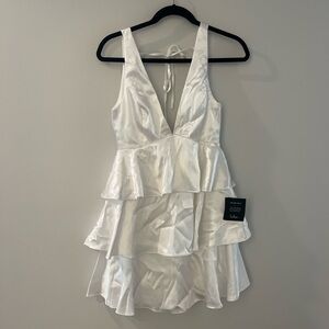 Lulu's White Ruffled Plunge Sundress
